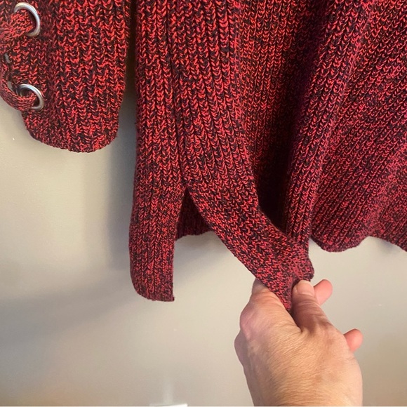 Style & Co. Womens Lace-Up Tunic Sweater Red Medium cotton blend - Picture 3 of 12